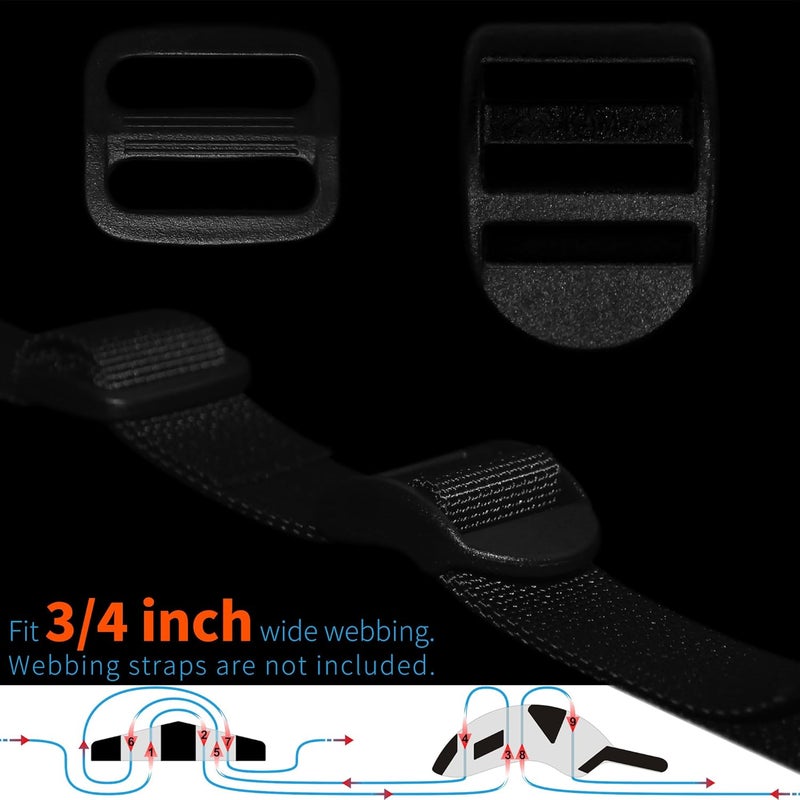 LASIGHT 4 Pack Slider Ladder Lock Buckle and Tri-glide Slide for 3/4", 1", 1-1/4", 1-1/2", 2" Webbing Strap - Image 2